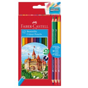 Matita colorata eco Il Castello+3 bicolor - diametro mina 3,00 mm - colori assortiti - Faber Castell - astuccio 12 pezzi - immagine 1