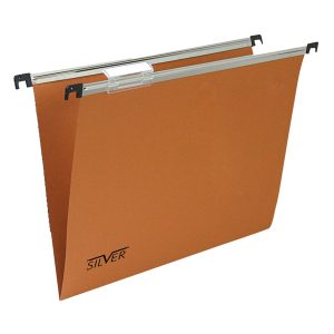Cartella sospesa linea Silver - cassetto - interasse 39 cm - fondo V - 31,2 x 25 cm - cartoncino - arancio - Bertesi - immagine 1