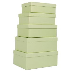 Set scatole regalo - dimensioni assortite - fantasia Green - conf. 5 pezzi - immagine 1