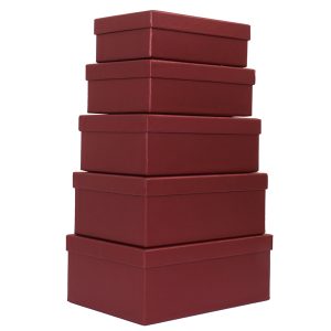 Set scatole regalo - dimensioni assortite - fantasia Burgundy - conf. 5 pezzi - immagine 1