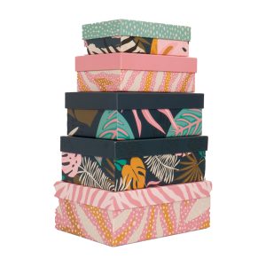 Set scatole regalo - dimensioni assortite - fantasia Breeze - conf. 5 pezzi - immagine 1