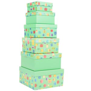 Set scatole regalo - dimensioni assortite - fantasia Memento - conf. 6 pezzi - immagine 1