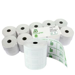 Rotolo per registratore cassa - lunga durata - 57,5 mm x 30 m - diametro esterno 50 mm - anima 12 mm - 55 gr - carta termica - Sabacart - blister 10 pezzi - immagine 1