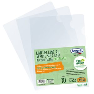 Cartelline a L - 22 x 30 cm - PE Bio-Based - liscio superior - trasparente - Favorit - conf. 10 pezzi - immagine 1