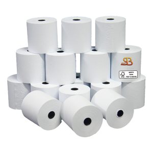 Rotolo per calcolatrici - 57 mm x 40 m - diametro esterno 64 mm - anima 12 mm - 60 gr - carta neutra - Sabacart - blister 10 pezzi - immagine 1