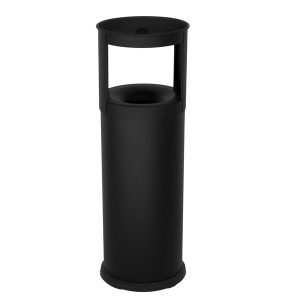 Gettacarte autoestinguente con posacenere - 25 L - diametro 25 cm - H 80 cm - acciaio - nero - Stilcasa - immagine 1