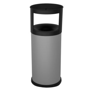 Gettacarte autoestinguente con posacenere - 40 L - diametro 31 cm - H 80 cm - acciaio - grigio - Stilcasa - immagine 1
