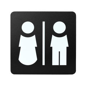 Pittogramma adesivo - toilette uomo/donna - 16 x 16 cm - PVC - nero/bianco - Stilcasa - immagine 1