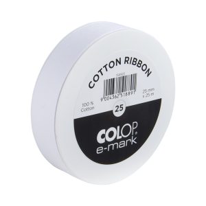 Nastro in cotone E-mark - 25 mm x 25 m - bianco - Colop - immagine 1