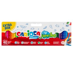 Pennarelli Jumbo - punta 6,0mm - colori assortiti - lavabili - Carioca - valigetta 40 pezzi - immagine 1
