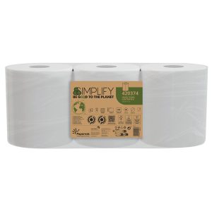 Asciugamani in rotolo Centrefeed Simplify - 19,6 cm x 90 m - diametro 18,5 cm - 17 gr - 450 strappi - 2 veli - bianco - Papernet - immagine 1