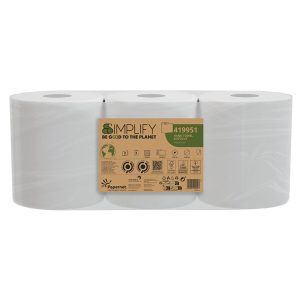 Asciugamani in rotolo Autocut Simplify - 19,6 cm x 130 m - diametro 18,5 cm - 19,5 gr - 2 veli - bianco - Papernet - immagine 1