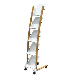 Portariviste da terra - 5 tasche - 34 x 50 x 165 cm - legno/ABS - bianco - Alba - immagine 1