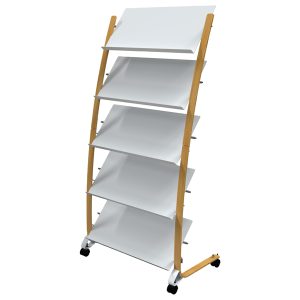 Portariviste da terra - 5 tasche - 36 x 86 x 165 cm - legno/ABS - bianco - Alba - immagine 1