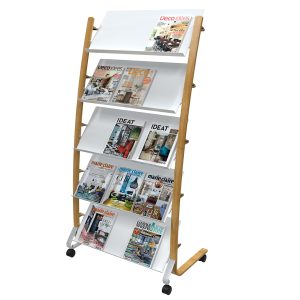 Portariviste da terra - 5 tasche - 36 x 86 x 165 cm - legno/ABS - bianco - Alba - immagine 2