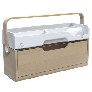 Organizer portatile da scrivania Ergobox S - 42,5 x 23 x 15 cm - legno/PET/ABS - legno/bianco/grigio - Alba - immagine 1