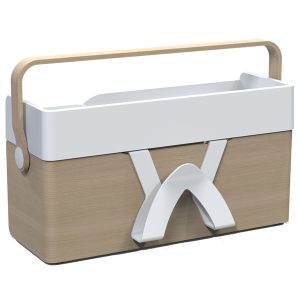 Organizer portatile da scrivania Ergobox S - 42,5 x 23 x 15 cm - legno/PET/ABS - legno/bianco/grigio - Alba - immagine 3