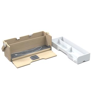 Organizer portatile da scrivania Ergobox S - 42,5 x 23 x 15 cm - legno/PET/ABS - legno/bianco/grigio - Alba - immagine 4