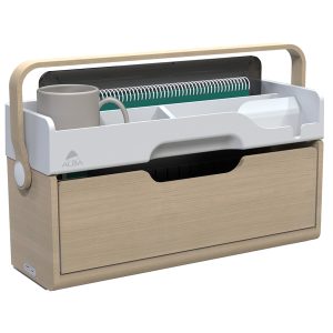 Organizer portatile da scrivania Ergobox S - 42,5 x 23 x 15 cm - legno/PET/ABS - legno/bianco/grigio - Alba - immagine 5