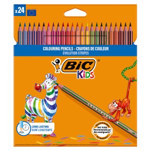 Matita colorata Evolution Stripes - colori assortiti - Bic - conf. 24 pezzi - immagine 1