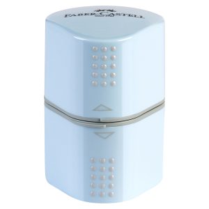 Temperamatite Grip 2001 con contenitore - 3 fori - sky blue - con doppio serbatoio - Faber Castell - immagine 1
