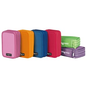 Astuccio Colors 3 zip - 13 x 20 x 7,5 cm - tessuto - colori assortiti - Colorosa - immagine 1
