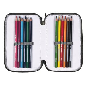 Astuccio Colors 3 zip - 13 x 20 x 7,5 cm - tessuto - fantasie assortite - Colorosa - immagine 3