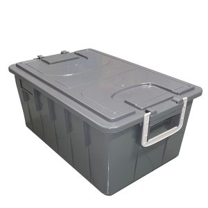 Cassa multiuso - con coperchio e manici - 58 x 38 x 26 cm - 40 L - PP - grigio scuro/grigio chiaro - Mobil Plastic - immagine 1