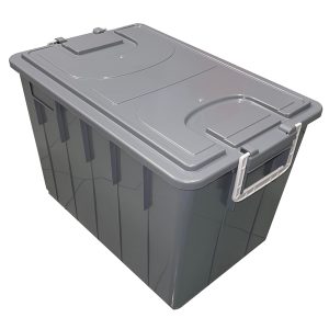 Cassa multiuso - con coperchio e manici - 58 x 38 x 38 cm - 60 L - PP - grigio scuro/grigio chiaro - Mobil Plastic - immagine 1