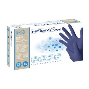 Guanti nitrile ipoallergenici N350 - senza acceleranti - taglia XS - blu - Reflexx - conf. 100 pezzi - immagine 1