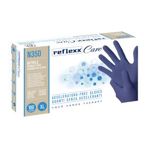 Guanti nitrile ipoallergenici N350 - senza acceleranti - taglia XL - blu - Reflexx - conf. 100 pezzi - immagine 1