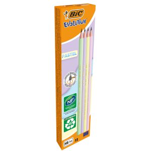 Matita Evolution Pastel - gradazione HB - colori assortiti - Bic - conf. 12 pezzi - immagine 1