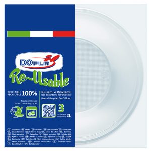 Insalatiera riutilizzabile - rotonda - diametro 13,5 cm - 2 L - PS reuse - bianco - Dopla - conf. 3 pezzi - immagine 1