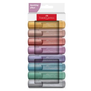 Evidenziatore Textliner 46 - punta a scalpello - tratto 1,0-3,0-5,0 mm - colori assortiti metallic - Faber Castell - astuccio 8 colori - immagine 1