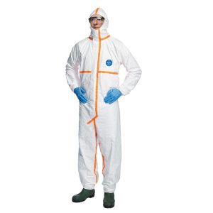 Tuta Tyvek® 800J - con nastrature arancioni - taglia L - bianco - Dupont - immagine 1
