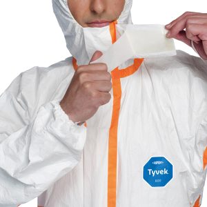 Tuta Tyvek® 800J - con nastrature arancioni - taglia XXL - bianco - Dupont - immagine 2