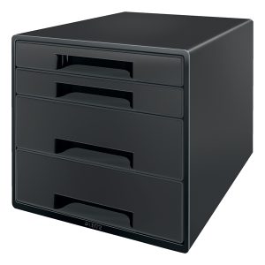 Cassettiera a cubo Leitz Recycle - 4 cassetti - 28,7 x 27 x 36,3 cm - nero - Leitz - immagine 1