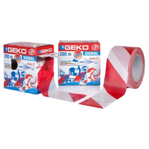Nastro segnaletico SIGNAL - 70 mm x 200 m - bianco/rosso - Geko - immagine 1