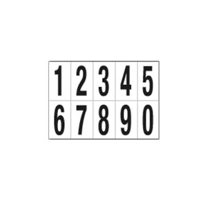 Numeri adesivi da 0 a 9 - in PVC - 70 x 124 mm - 10 et/fg - 1 foglio - nero/bianco - immagine 1
