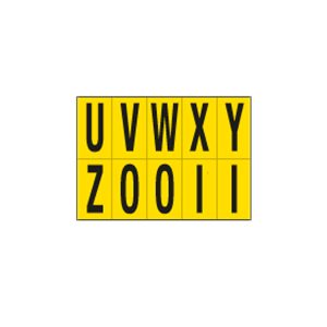 Lettere adesive da U a Z - in PVC - 70 x 124 mm - 10 et/fg - 1 foglio - nero/giallo - immagine 1
