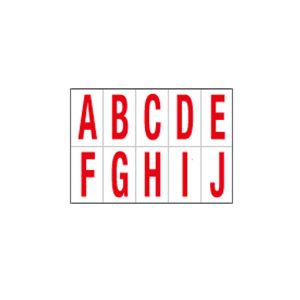 Lettere adesive da A a J - in PVC - 70 x 124 mm - 10 et/fg - 1 foglio - rosso/bianco - immagine 1