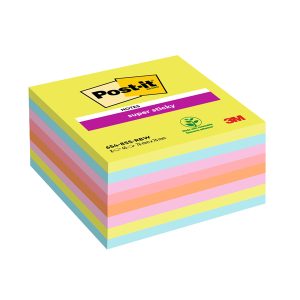 Blocco Post-it Super Sticky - 654-8SSRBW - 76 x 76 mm - colori assortiti -  45 fogli - Post-it - conf. 8 pezzi - immagine 1