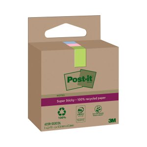 Blocco foglietti Post it® SuperSticky Green - 622R-SS3COL - 47,6 x 47,6 mm - carta riciclata - colori pastello assortiti - 70 fogli - Post it® - conf. 3 blocchi - immagine 1