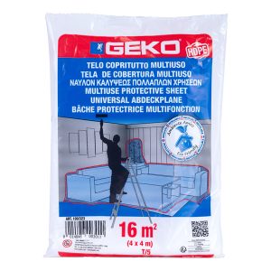 Telo copritutto - 4 x 4 m - 16 mq - 80/90 gr - HDPE - trasparente - Geko - immagine 1