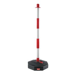 Colonnina segnaletica con base riempibile - H 85 cm - bianco/rosso - Valex - immagine 1