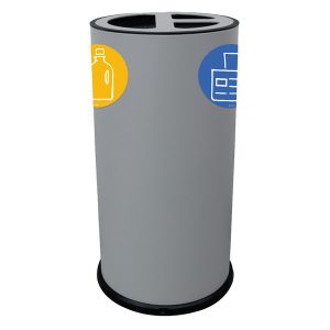 Contenitore tondo per raccolta differenziata - 3 scomparti - 70 L - grigio - Stilcasa - immagine 1