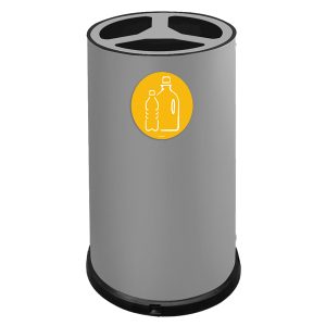 Contenitore tondo per raccolta differenziata - 3 scomparti - 100 L - acciaio - Stilcasa - immagine 1