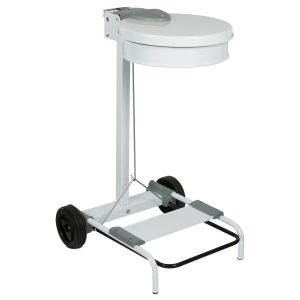 Carrello portasacco - 54,6x60xH94cm - con ruote - 110L - acciaio - bianco - Stlcasa - immagine 1