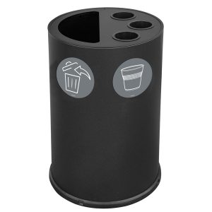 Contenitore tondo per raccolta differenziata - con divisiorio bicchieri - 50 L - nero - Stilcasa - immagine 1