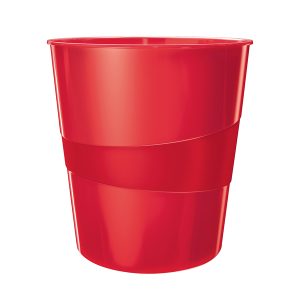 Cestino gettacarte WOW - altezza 32,4 cm - diametro 29 cm - 15 L - rosso - Leitz - immagine 1